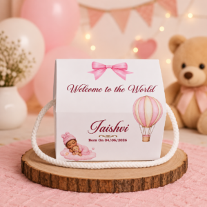 Personalized Baby Girl Sweet & Favor Box with Rope Handles