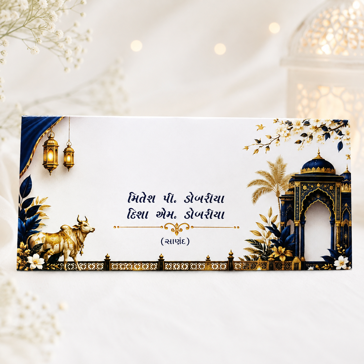 royal-blue-gold-arch-cow-lantern-shagun-envelope